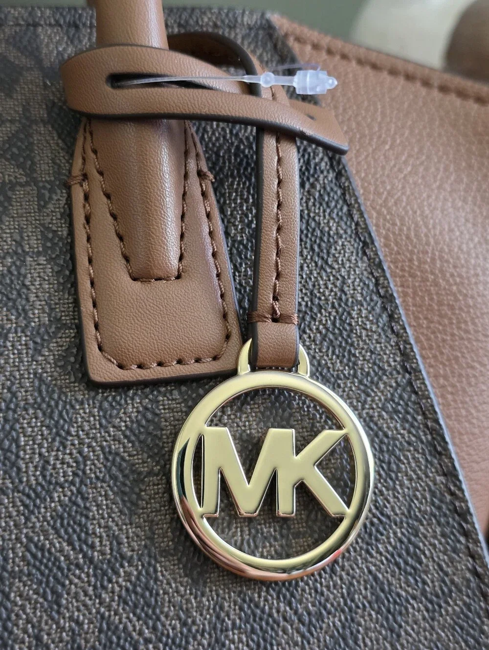 Michael Kors Avril Small Brown MK Signature Coated Canvas Satchel NWT